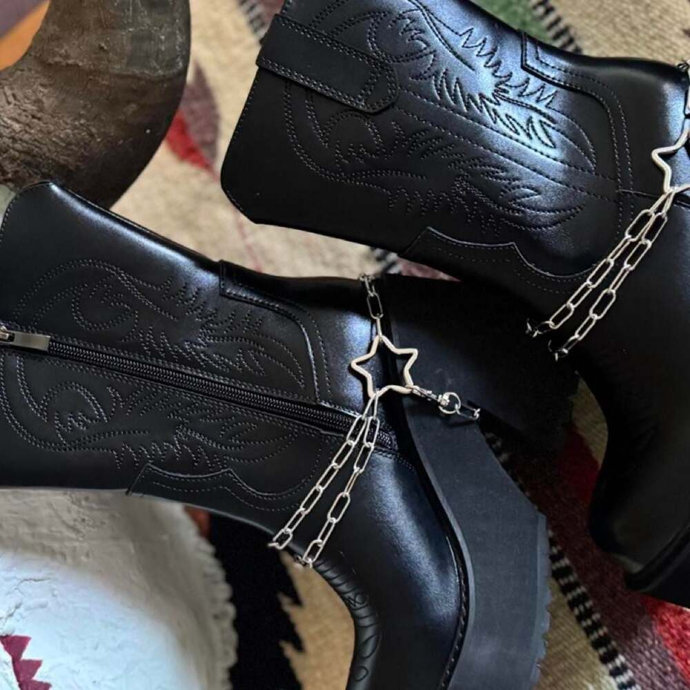 Custom Goth Star Chain Boot Harness Accessory - Picture 3 of 5